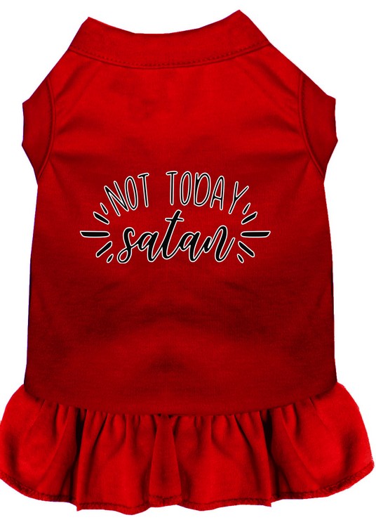 Not Today Satan Screen Print Dog Dress Red Sm